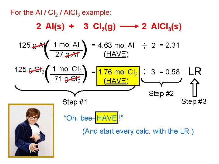 For the Al / Cl 2 / Al. Cl 3 example: 2 Al(s) +