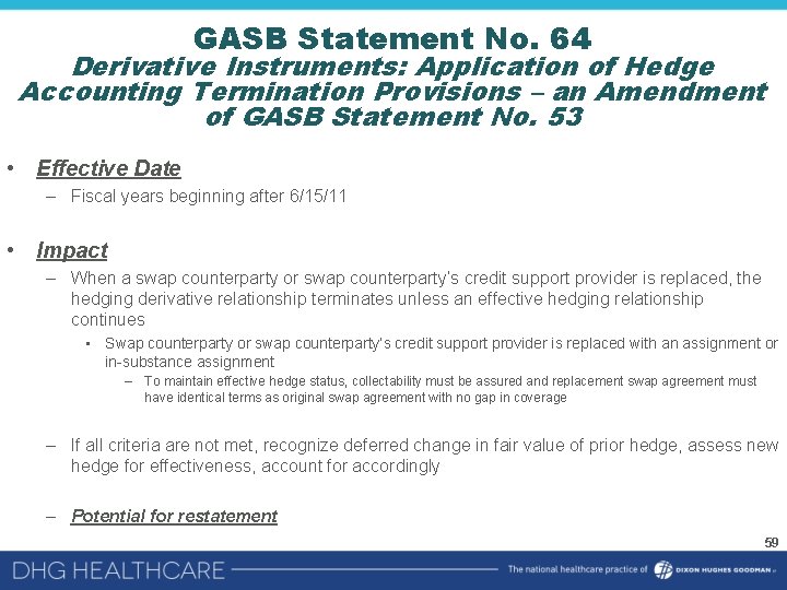 GASB Statement No. 64 Derivative Instruments: Application of Hedge Accounting Termination Provisions – an