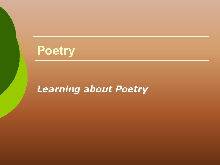 Poetry Learning about Poetry 