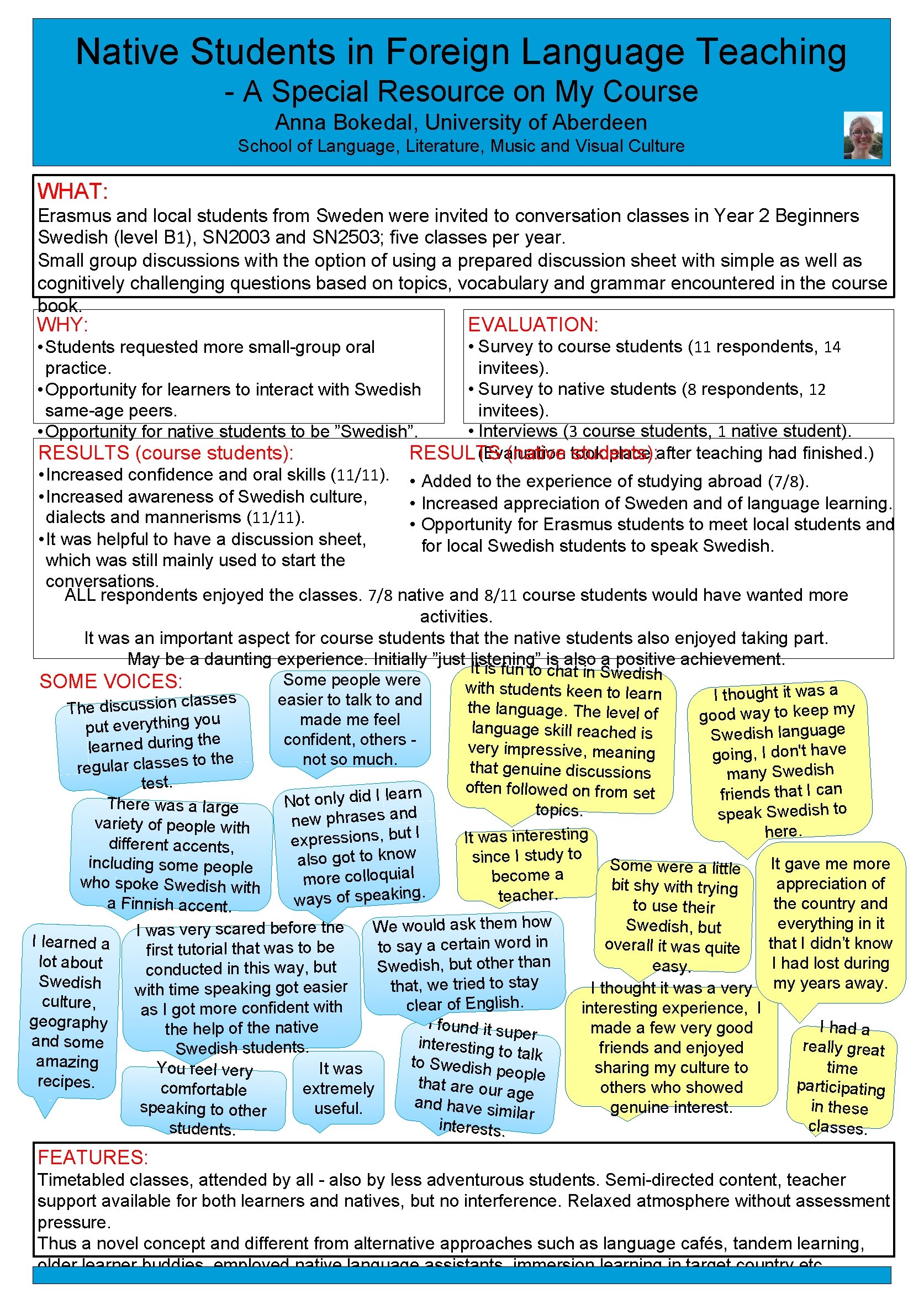 Native Students in Foreign Language Teaching - A Special Resource on My Course Anna