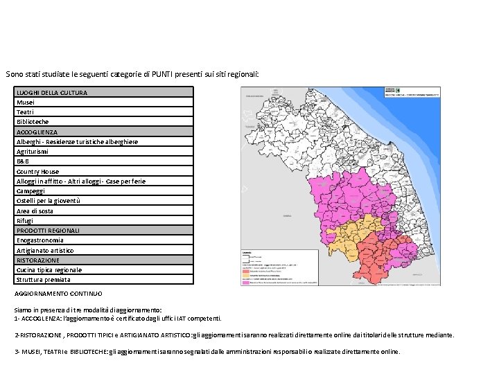 Sono stati studiate le seguenti categorie di PUNTI presenti sui siti regionali: LUOGHI DELLA