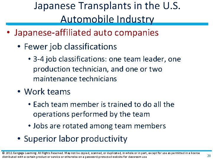Japanese Transplants in the U. S. Automobile Industry • Japanese‐affiliated auto companies • Fewer Japanese Transplants in the U. S. Automobile Industry • Japanese‐affiliated auto companies • Fewer