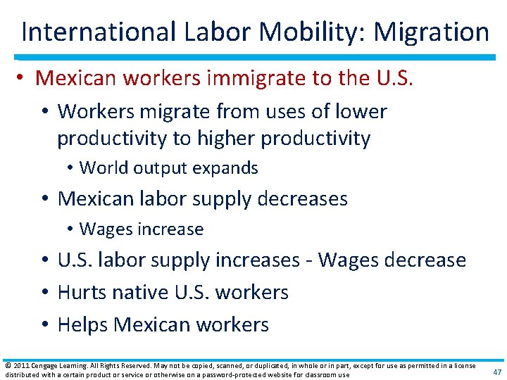 International Labor Mobility: Migration • Mexican workers immigrate to the U. S. • Workers International Labor Mobility: Migration • Mexican workers immigrate to the U. S. • Workers