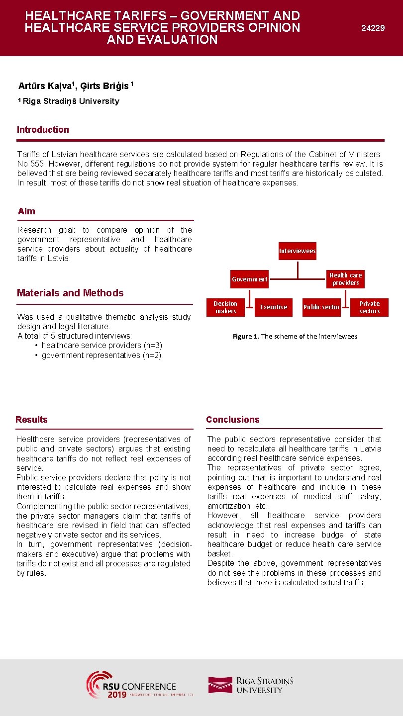 HEALTHCARE TARIFFS – GOVERNMENT AND HEALTHCARE SERVICE PROVIDERS OPINION AND EVALUATION 24229 Artūrs Kaļva