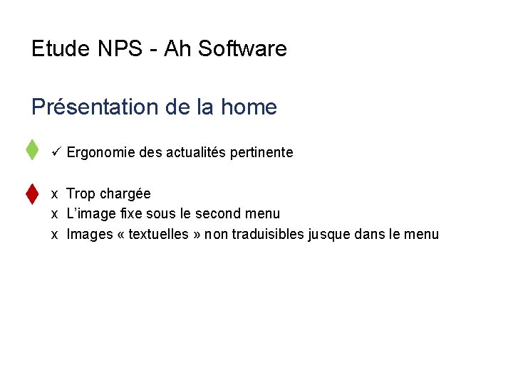 Etude NPS - Ah Software Présentation de la home ü Ergonomie des actualités pertinente