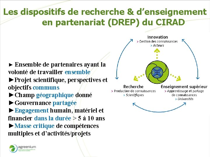 Les dispositifs de recherche & d’enseignement en partenariat (DREP) du CIRAD ► Ensemble de