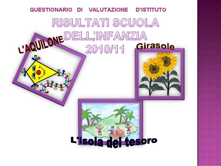 QUESTIONARIO DI VALUTAZIONE D’ISTITUTO RISULTATI SCUOLA DELL’INFANZIA 2010/11 