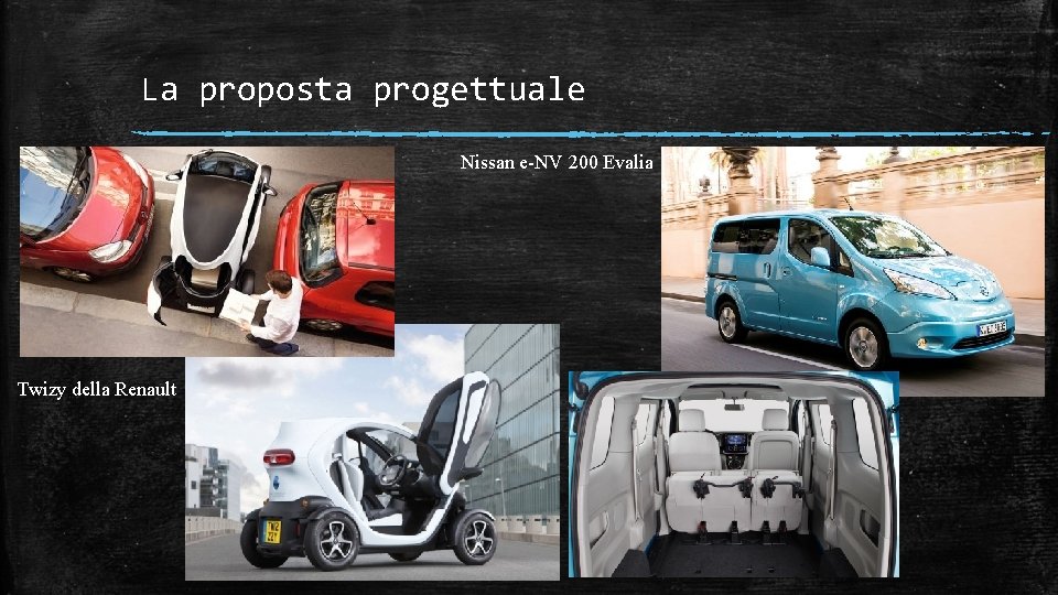 La proposta progettuale Nissan e-NV 200 Evalia Twizy della Renault 