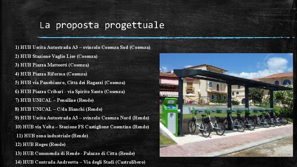 La proposta progettuale 1) HUB Uscita Autostrada A 3 – svincolo Cosenza Sud (Cosenza)