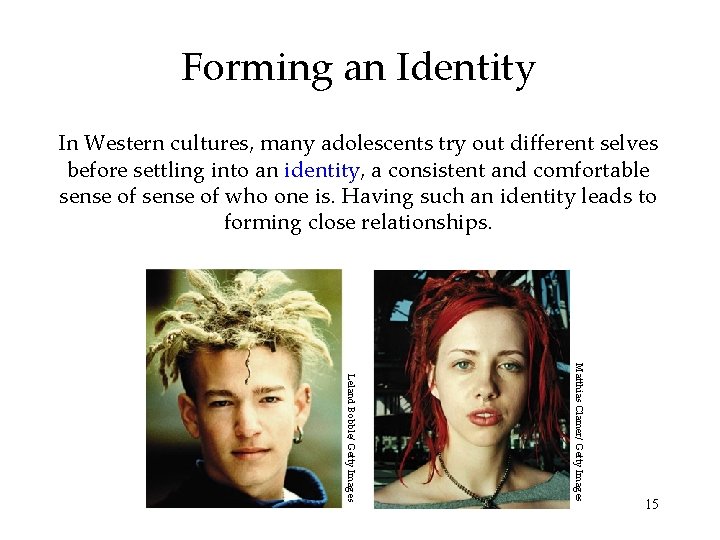 Forming an Identity In Western cultures, many adolescents try out different selves before settling