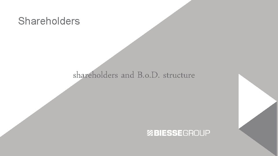 Shareholders shareholders and B. o. D. structure 20 