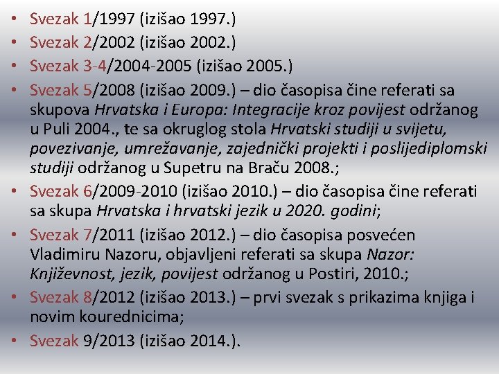  • • Svezak 1/1997 (izišao 1997. ) Svezak 2/2002 (izišao 2002. ) Svezak