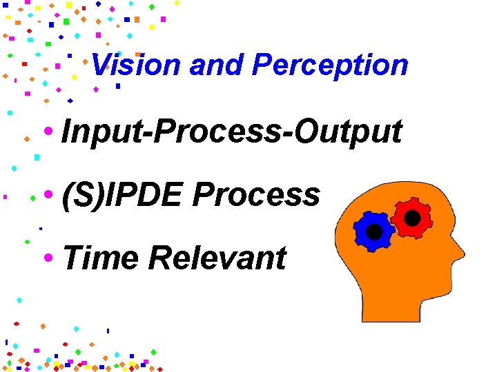 Vision and Perception • Input-Process-Output • (S)IPDE Process • Time Relevant 