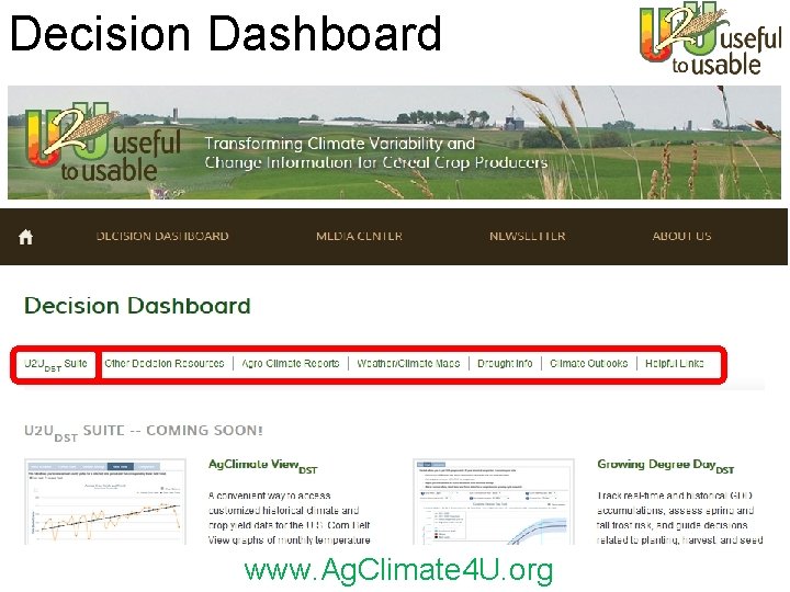 Decision Dashboard www. Ag. Climate 4 U. org 