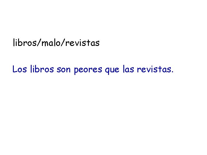 libros/malo/revistas Los libros son peores que las revistas. 