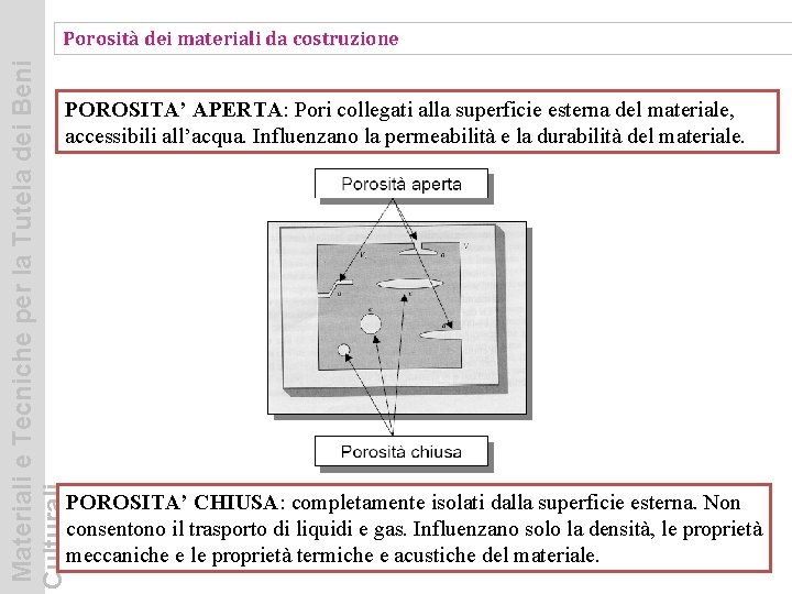 Materiali e Tecniche per la Tutela dei Beni Culturali Porosità dei materiali da costruzione