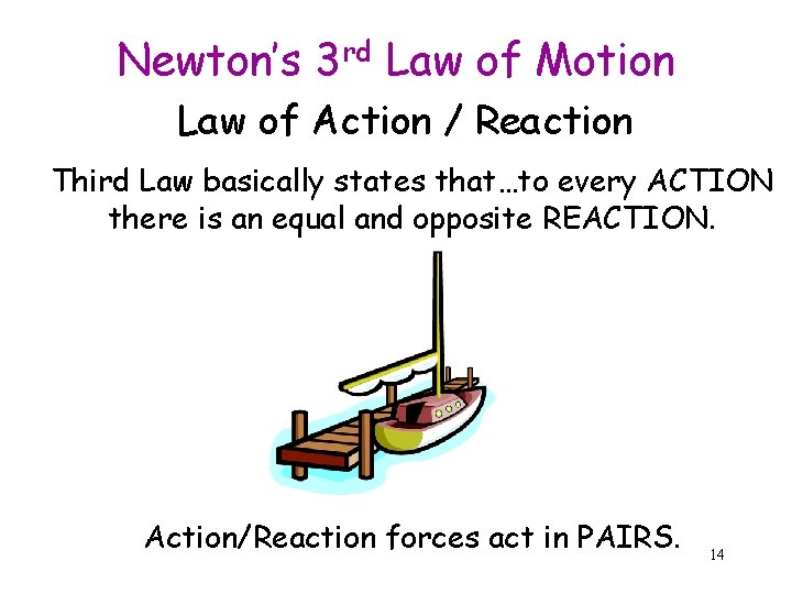 Newton’s 3 rd Law of Motion Law of Action / Reaction Third Law basically