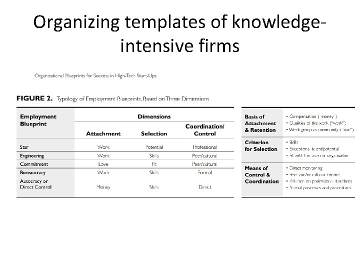 Organizing templates of knowledgeintensive firms 