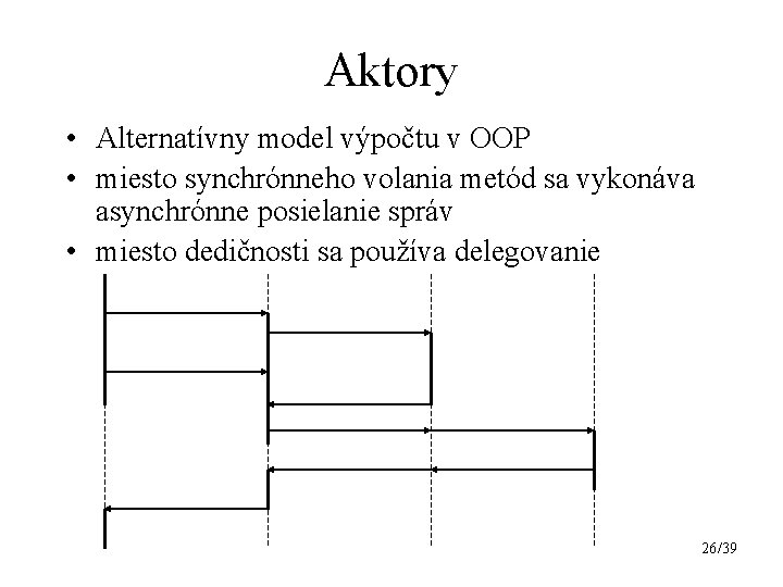 Aktory • Alternatívny model výpočtu v OOP • miesto synchrónneho volania metód sa vykonáva