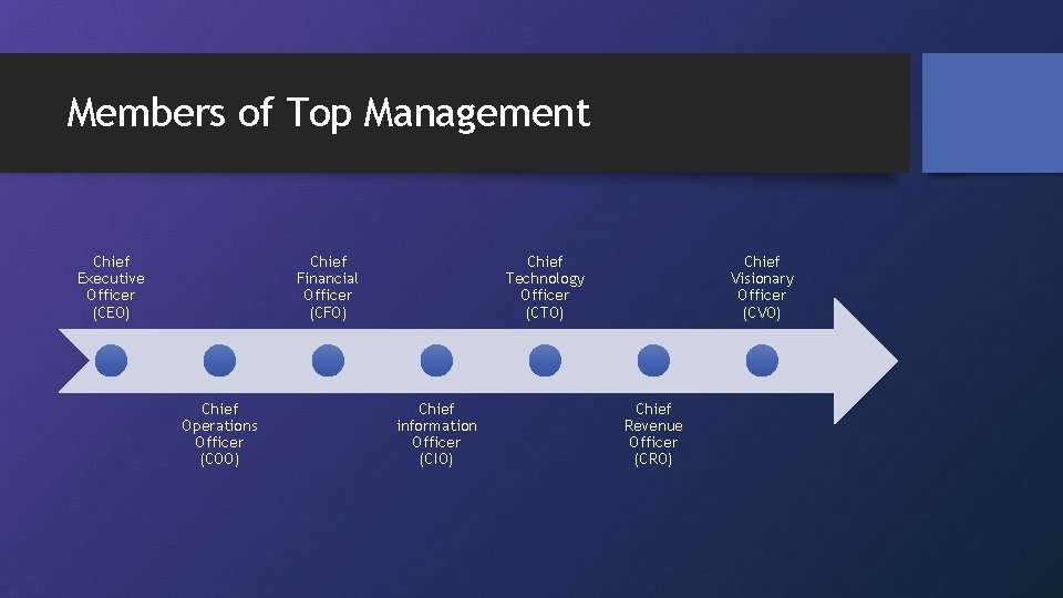 Members of Top Management Chief Executive Officer (CEO) Chief Financial Officer (CFO) Chief Operations