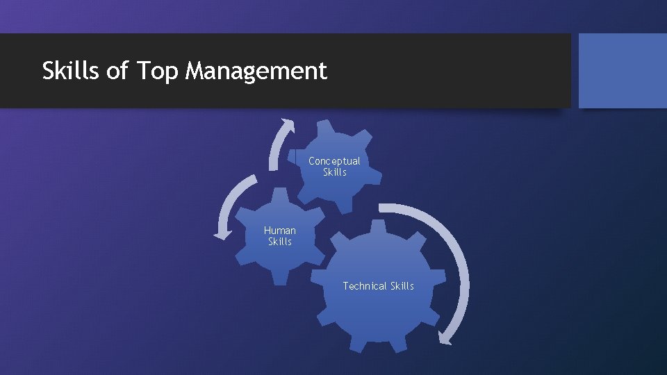 Skills of Top Management Conceptual Skills Human Skills Technical Skills 