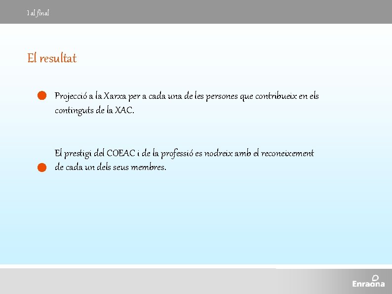 I al final El resultat Projecció a la Xarxa per a cada una de