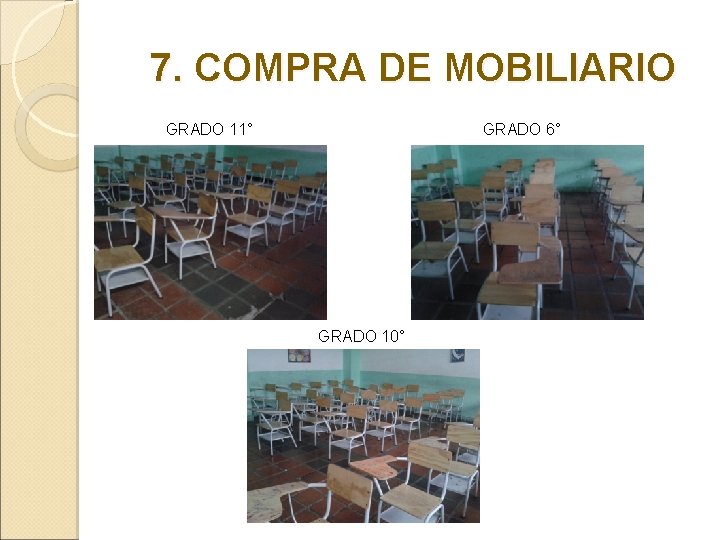 7. COMPRA DE MOBILIARIO GRADO 11° GRADO 6° GRADO 10° 