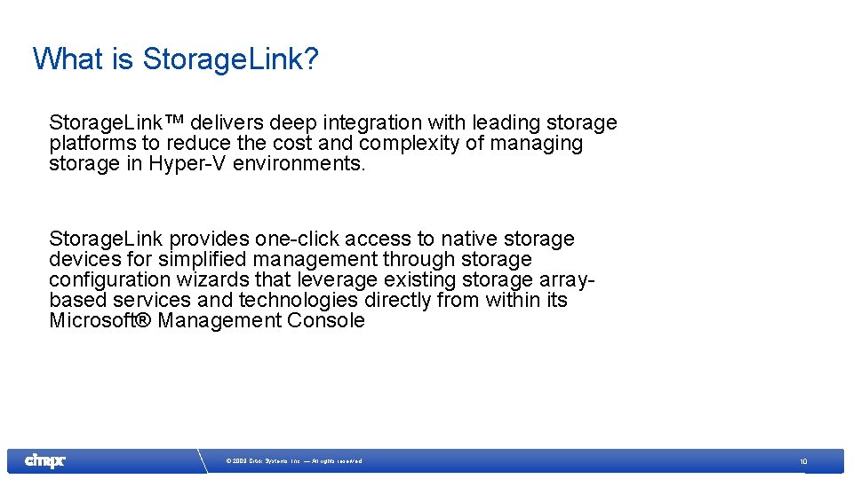 Storage Link Citrix Essentials for Microsoft HyperV Barry