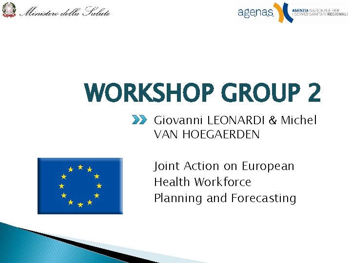WORKSHOP GROUP 2 Giovanni LEONARDI & Michel VAN HOEGAERDEN Joint Action on European Health