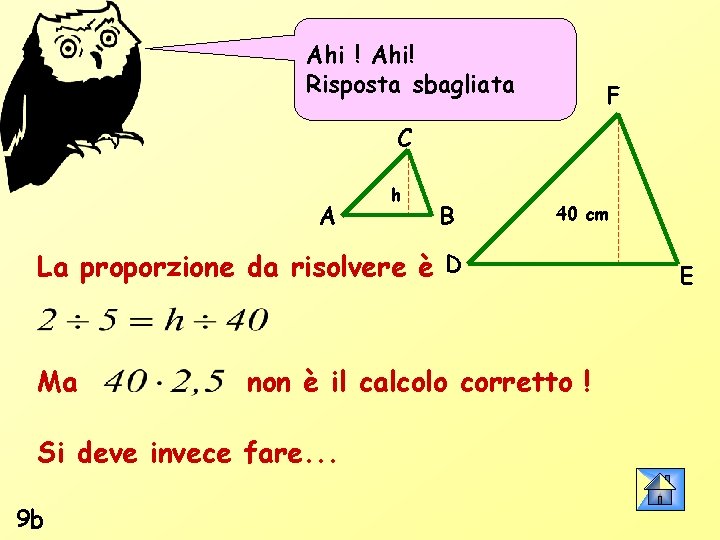 Ahi ! Ahi! Risposta sbagliata F C A h B 40 cm La proporzione