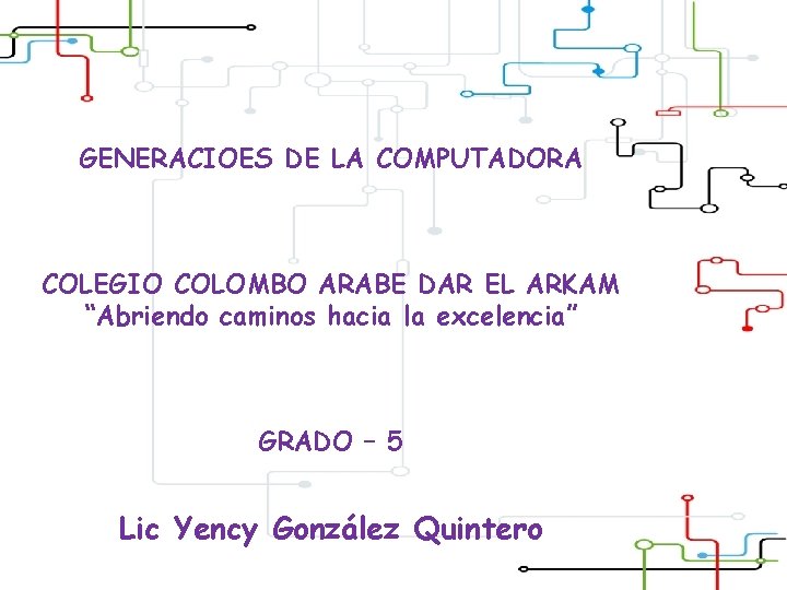 GENERACIOES DE LA COMPUTADORA COLEGIO COLOMBO ARABE DAR EL ARKAM “Abriendo caminos hacia la