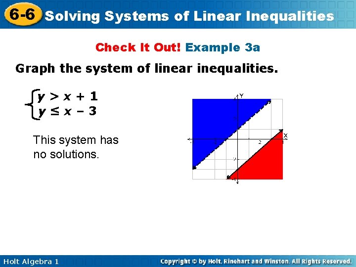 6 -6 Solving Systems of Linear Inequalities Check It Out! Example 3 a Graph