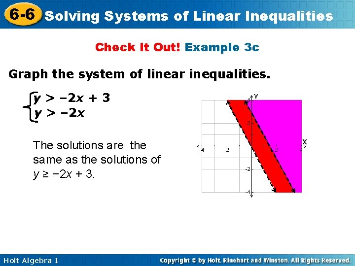 6 -6 Solving Systems of Linear Inequalities Check It Out! Example 3 c Graph