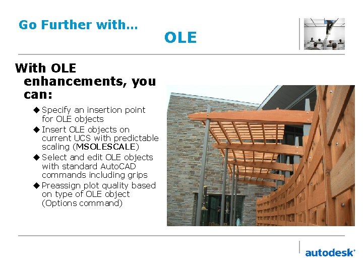 Go Further with… With OLE enhancements, you can: u Specify an insertion point for