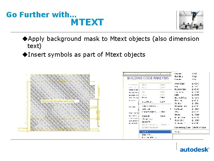 Go Further with… MTEXT u. Apply background mask to Mtext objects (also dimension text)