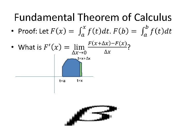 Fundamental Theorem of Calculus • t=x+Δx t=a t=x 