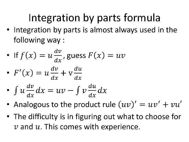 Integration by parts formula • 