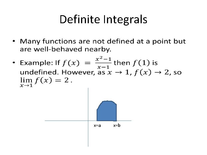 Definite Integrals • x=a x=b 