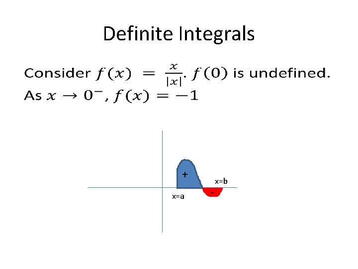 Definite Integrals • + x=a - x=b 