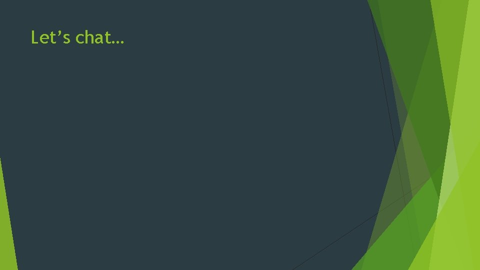 Let’s chat… 