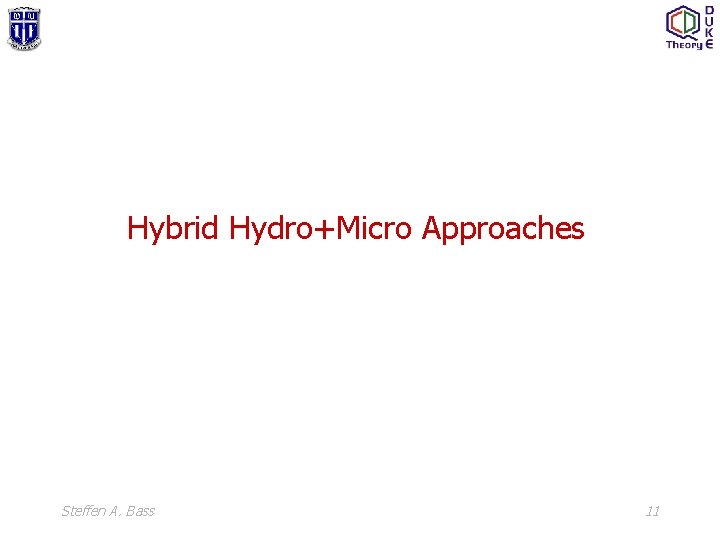 Hybrid Hydro+Micro Approaches Steffen A. Bass 11 