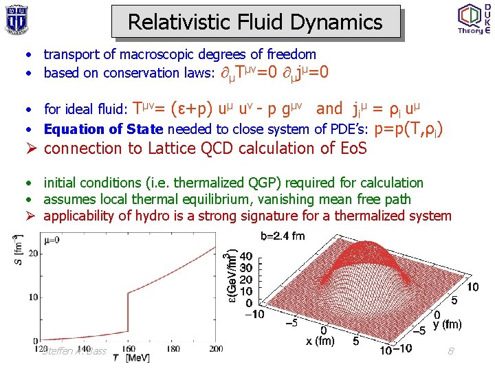 Relativistic Fluid Dynamics • transport of macroscopic degrees of freedom • based on conservation