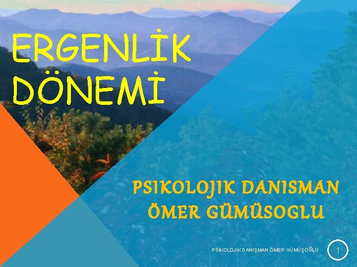 ERGENLİK DÖNEMİ PSIKOLOJIK DANISMAN ÖMER GÜMÜSOGLU PSİKOLOJİK DANIŞMAN ÖMER GÜMÜŞOĞLU 1 