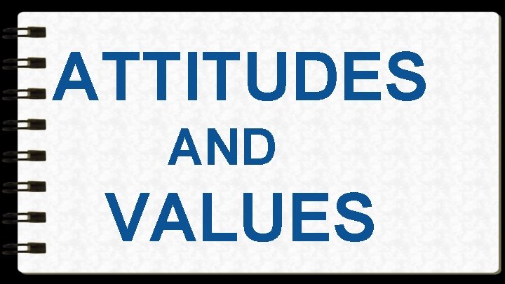 ATTITUDES AND VALUES 