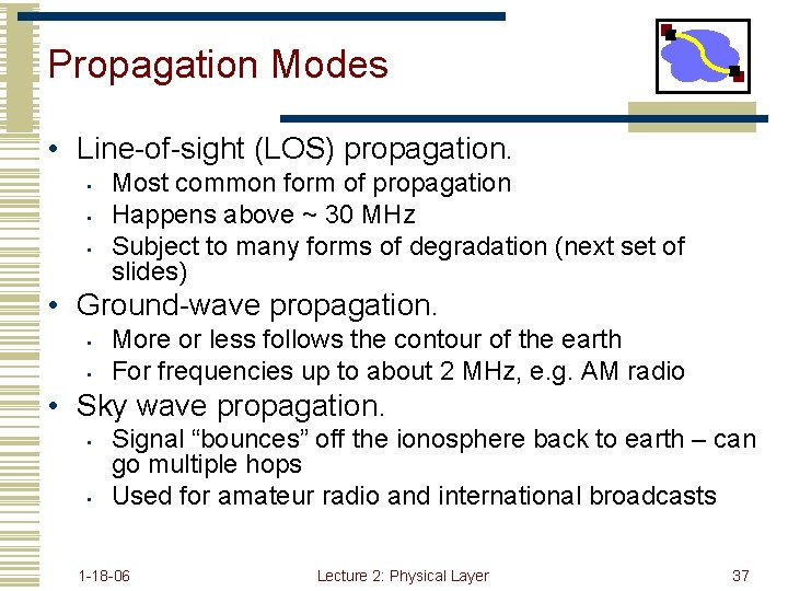 Propagation Modes • Line-of-sight (LOS) propagation. • • • Most common form of propagation