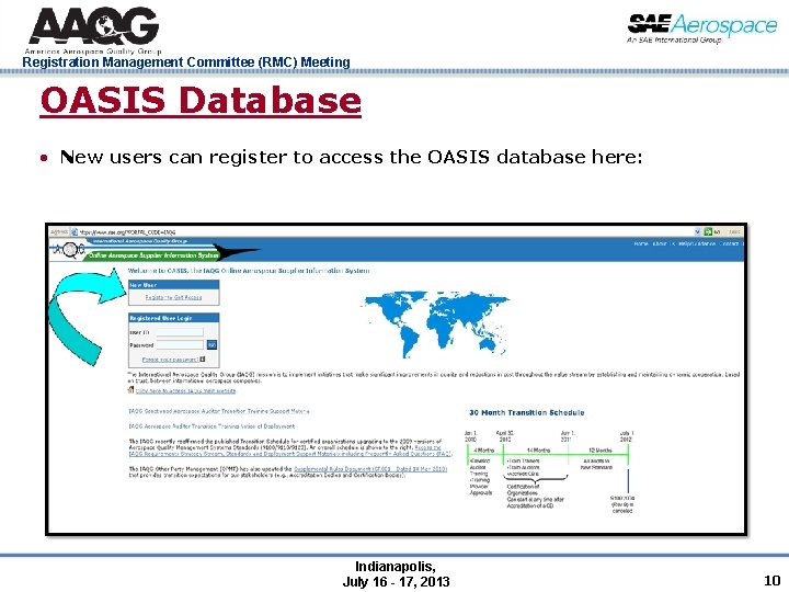 Registration Management Committee (RMC) Meeting OASIS Database • New users can register to access