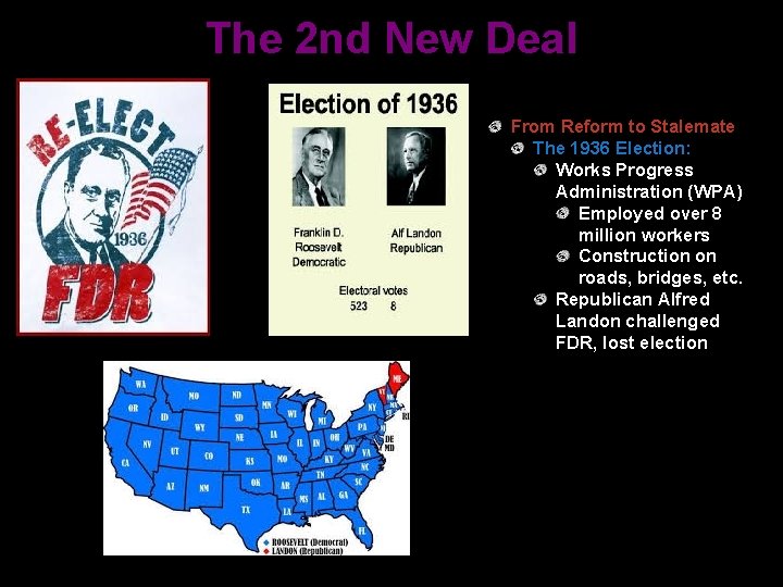 The 2 nd New Deal From Reform to Stalemate The 1936 Election: Works Progress