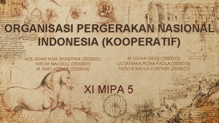 ORGANISASI PERGERAKAN NASIONAL INDONESIA (KOOPERATIF) ADE ADAM NISA SHABRINA (2500001) IKROM MAUSULI (2500009) M.