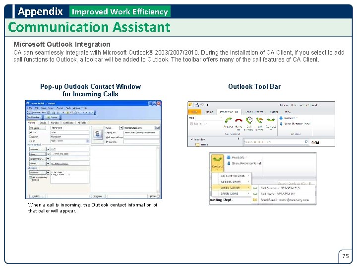 Appendix Improved Work Efficiency Communication Assistant Microsoft Outlook Integration CA can seamlessly integrate with