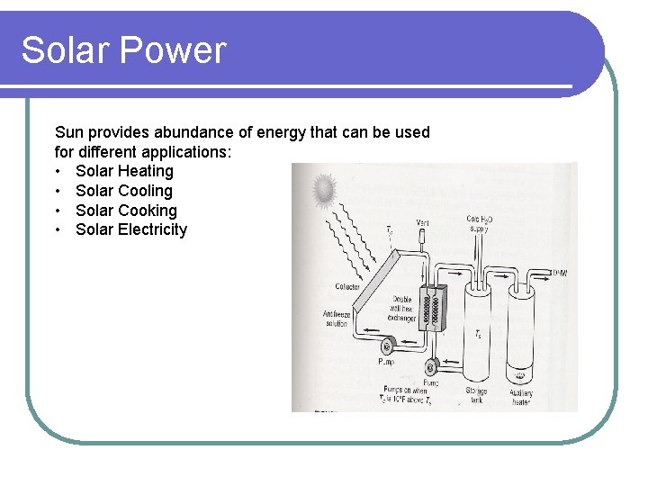 Solar Power Sun provides abundance of energy that can be used for different applications: